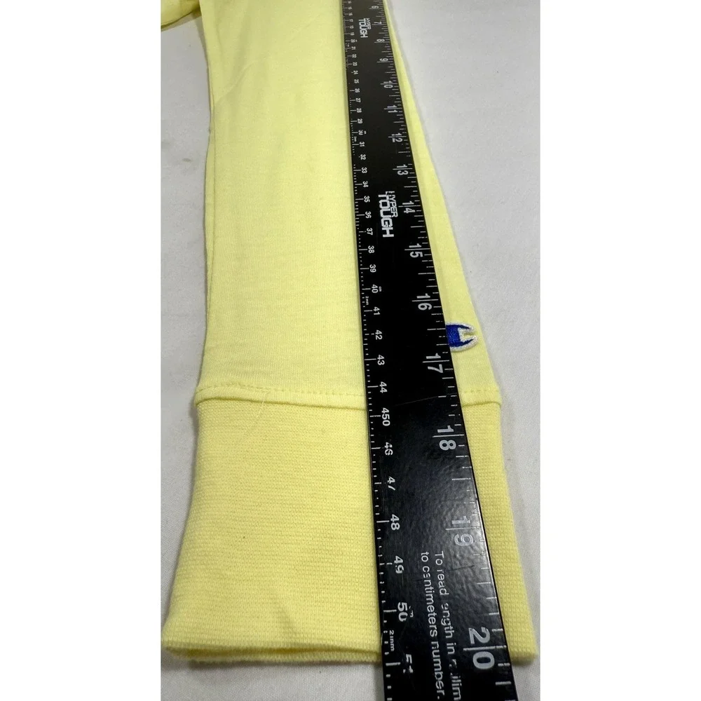 Champion Girls Yellow Lightweight Long Sleeve Hoodie Logo Shirt Top Size Medium‎